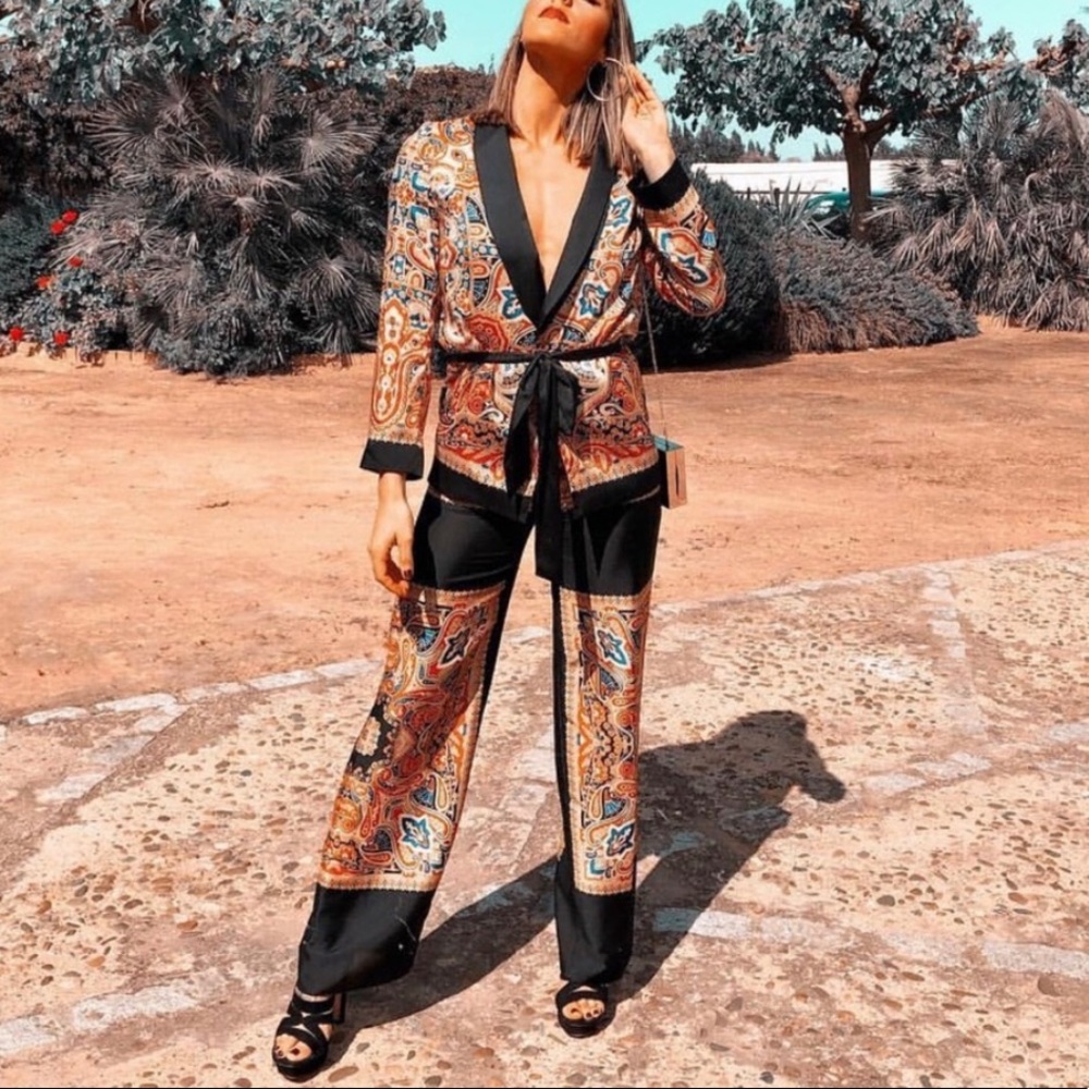 NWT ZARA paisley blazer pants co ord matching set